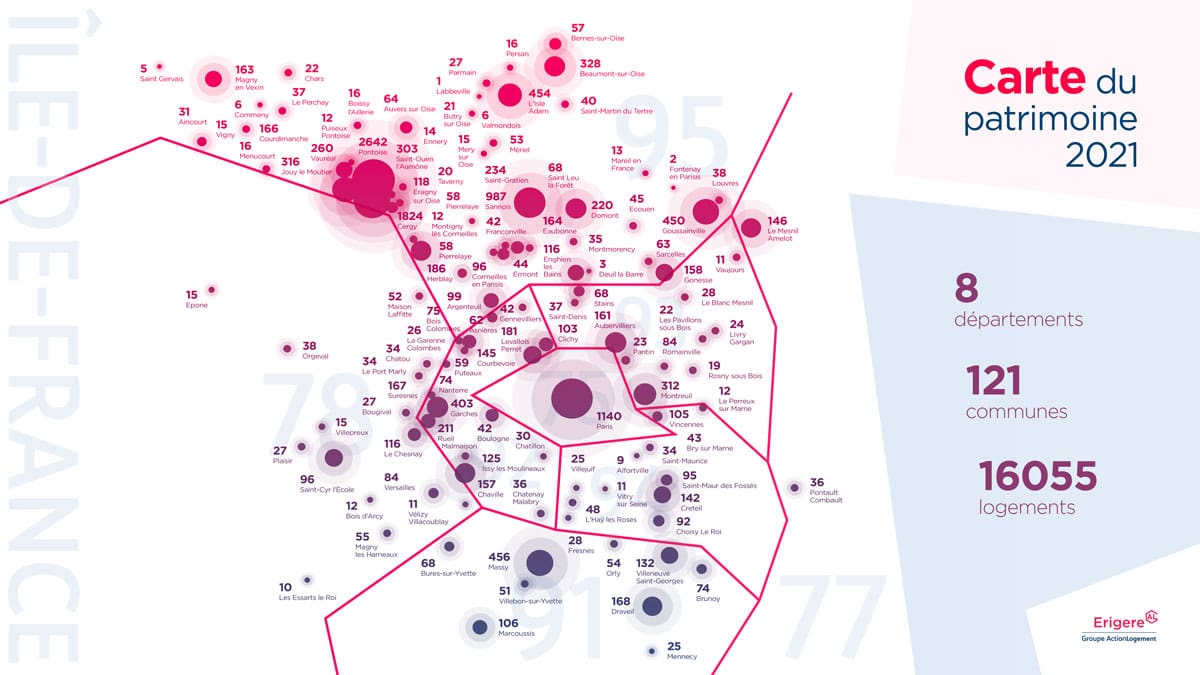 Carte du patrimoine d'Erigere en 2021